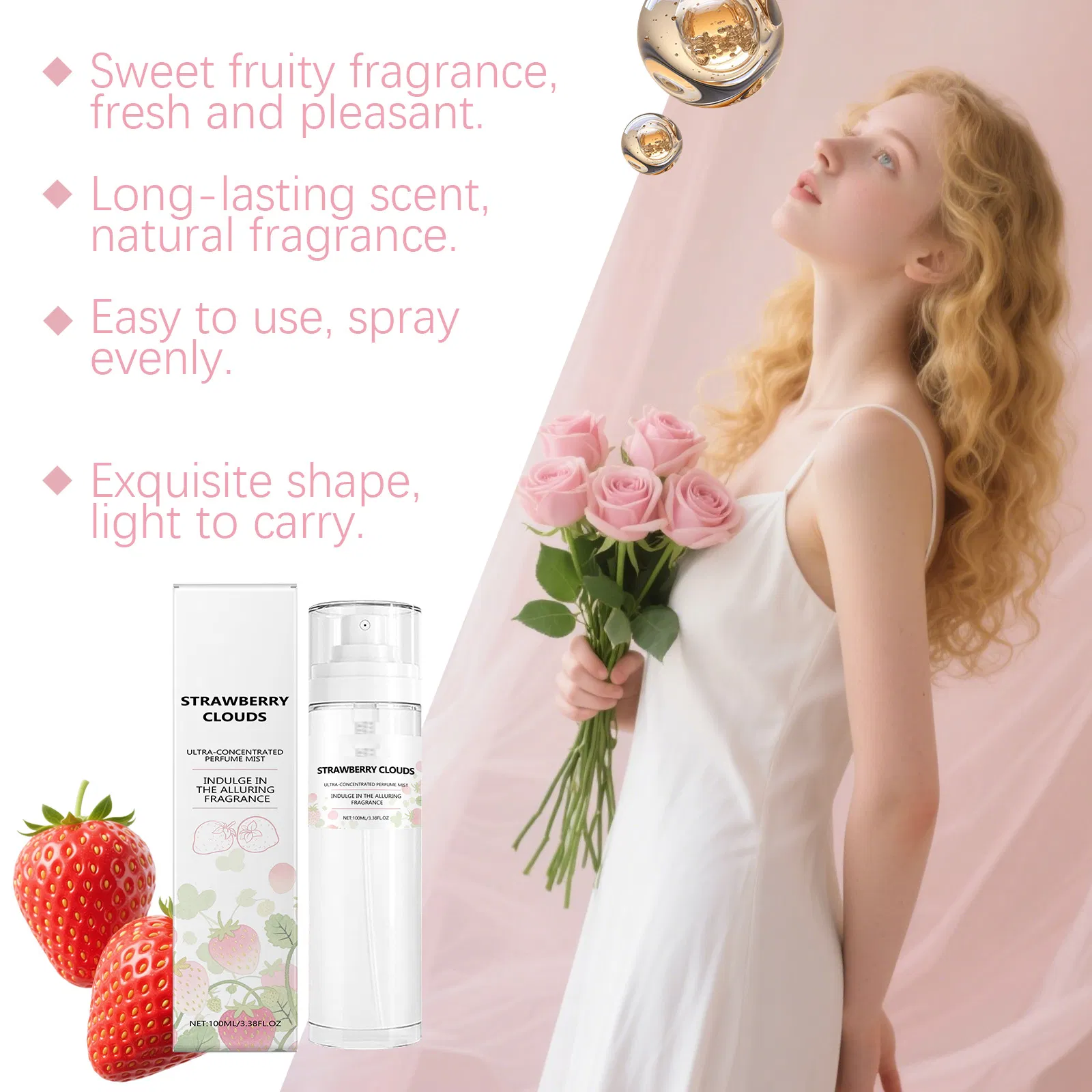 Private Label Sulfate-Free Antioxidant Body Mist Vegan Liquid Face and Body Spray Strawberry Brightening Body Spray