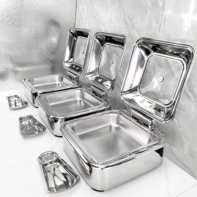 Luxury Square Buffet Chafing Dish for Hotel & Restaurant Display Stainless Steel Electric Food Warmer