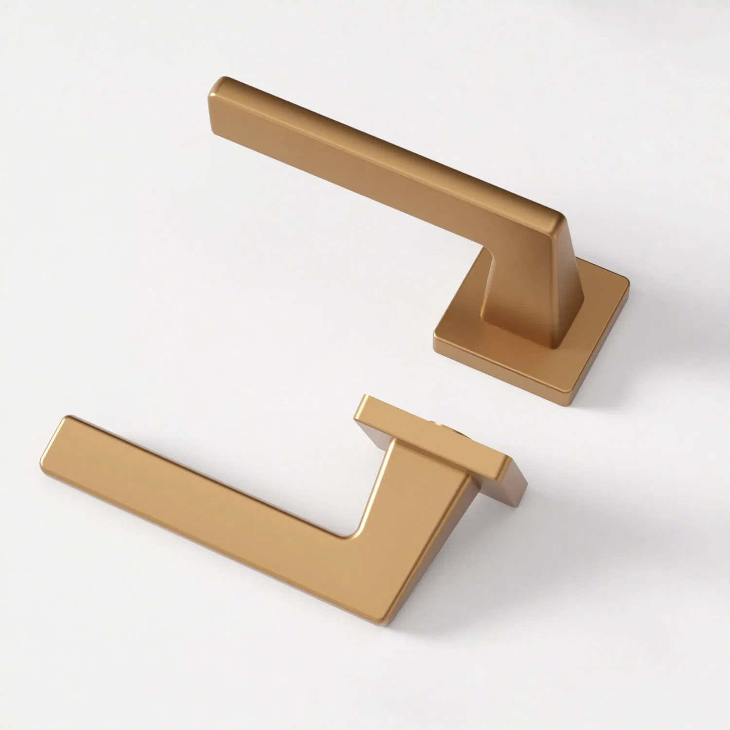 Factory Premium Zinc Alloy Brushed Champagne Gold Lever Door Handle on Square Rosette