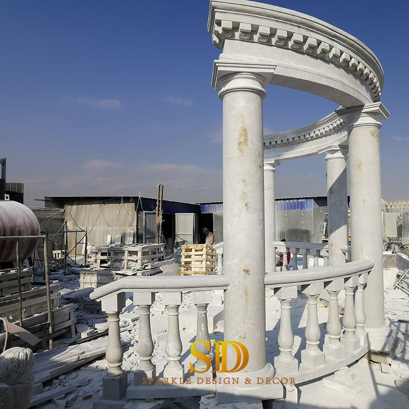 Ionian Style White Marble Pillar/Colum with Groove Lines for Home Decor