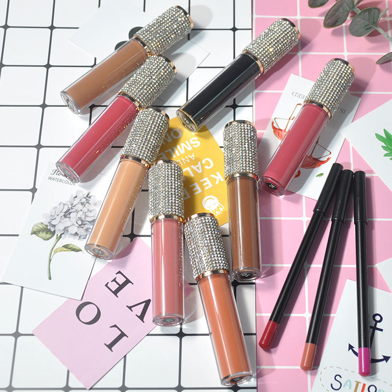 Wholesale Custom Logo Lip Kit Matte Liquid Lipstick and Lip Liner Set Private Label Lipstick Set