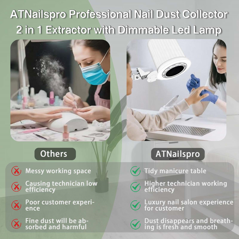 Beauty Salon Equipment 80W Manicure Vacuum Quiet Professional Nail Dust Collector Extractor