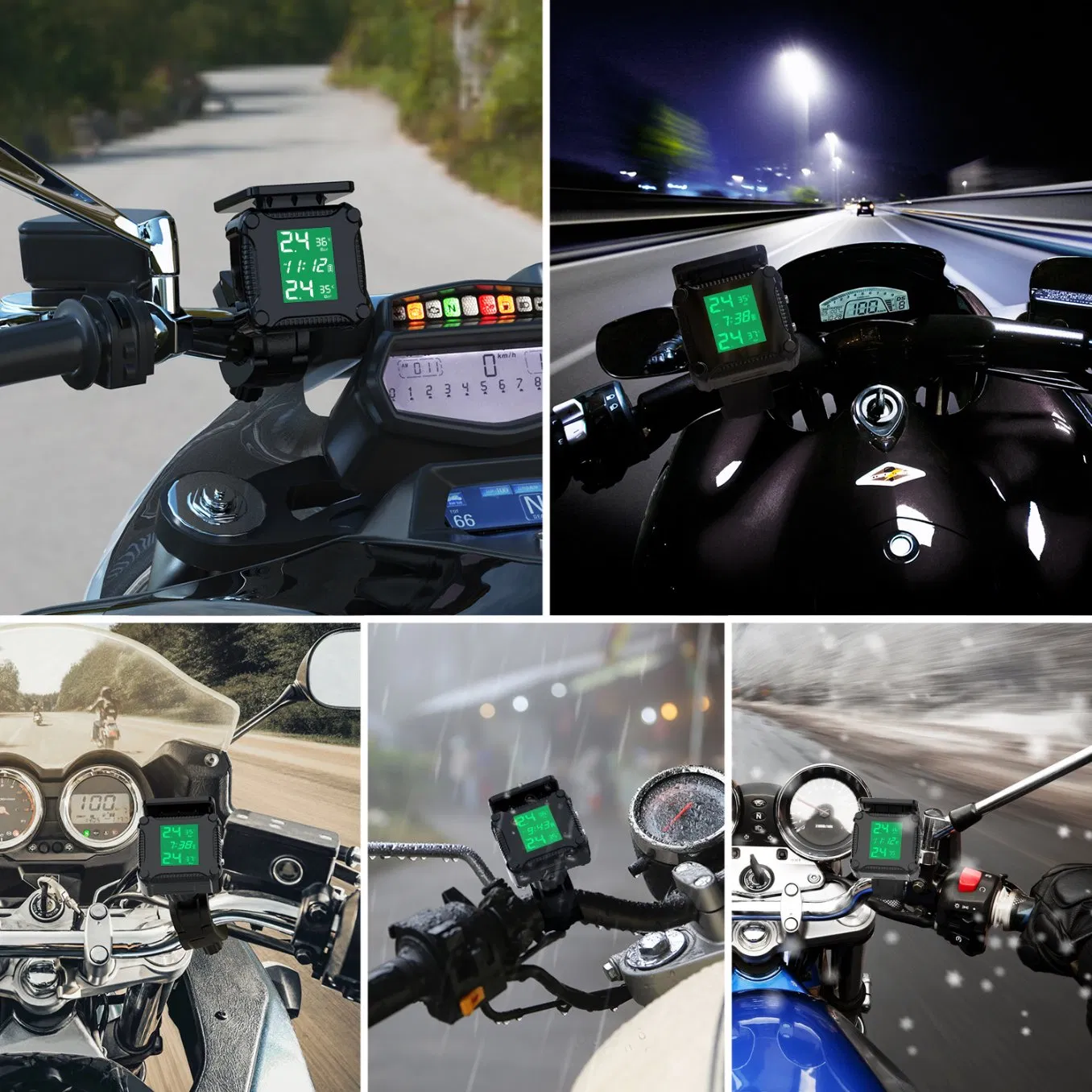 Солнечный TPMS-монитор для мотоцикла с внешними датчиками