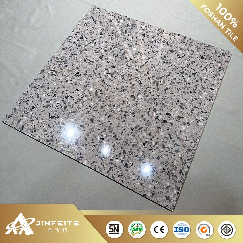 Light Blue High Gloss Terrazzo Porcelain Tiles Wholesale Price Foshan Factory