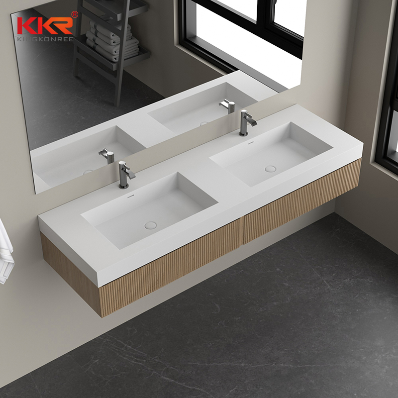 Двойная раковина для ванной из искусственного камня, белая