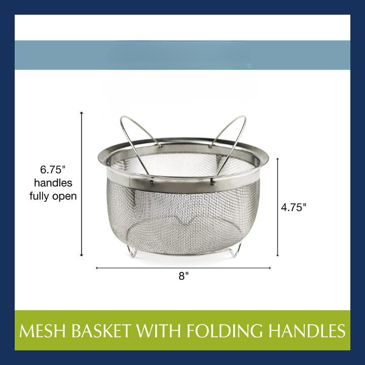 Mesh Colander Basket Folding Handles Pasta Frying Salads Dishwasher Safe Strainer