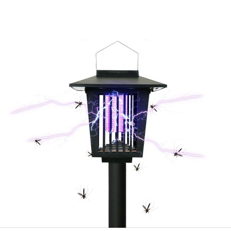 Solar Powered LED Mosquito Fly Bug Insect Zapper Killer Trap Lamp Light Outdoor