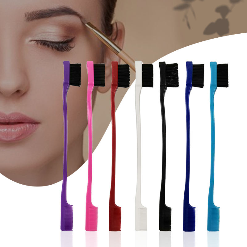Wholesale Travel Contrrol Mini Double Side Eyebrow Natural Makeup Hair Edge Combs Set Private Label Edge Contrrol Brush