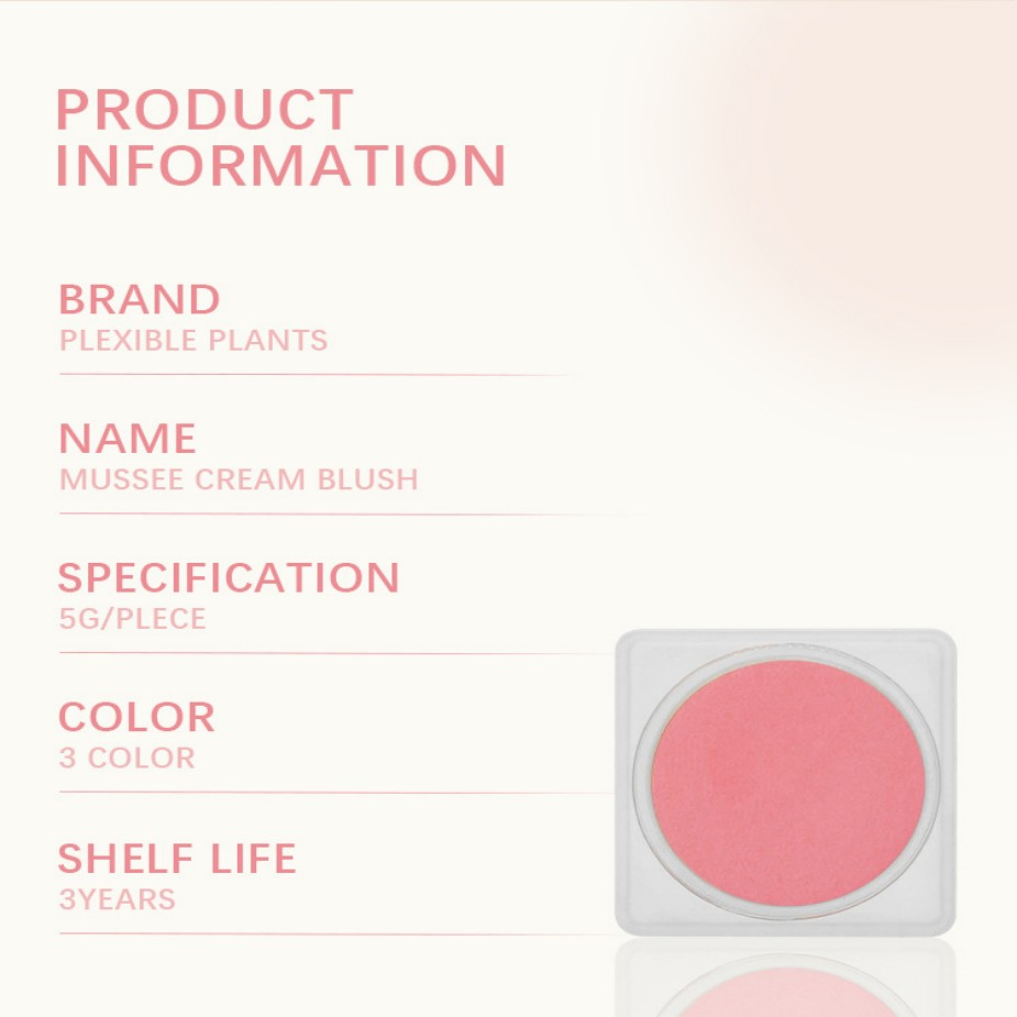 Cosmetics Effective Oil Control and Long-Lasting Mussee Cream Blush