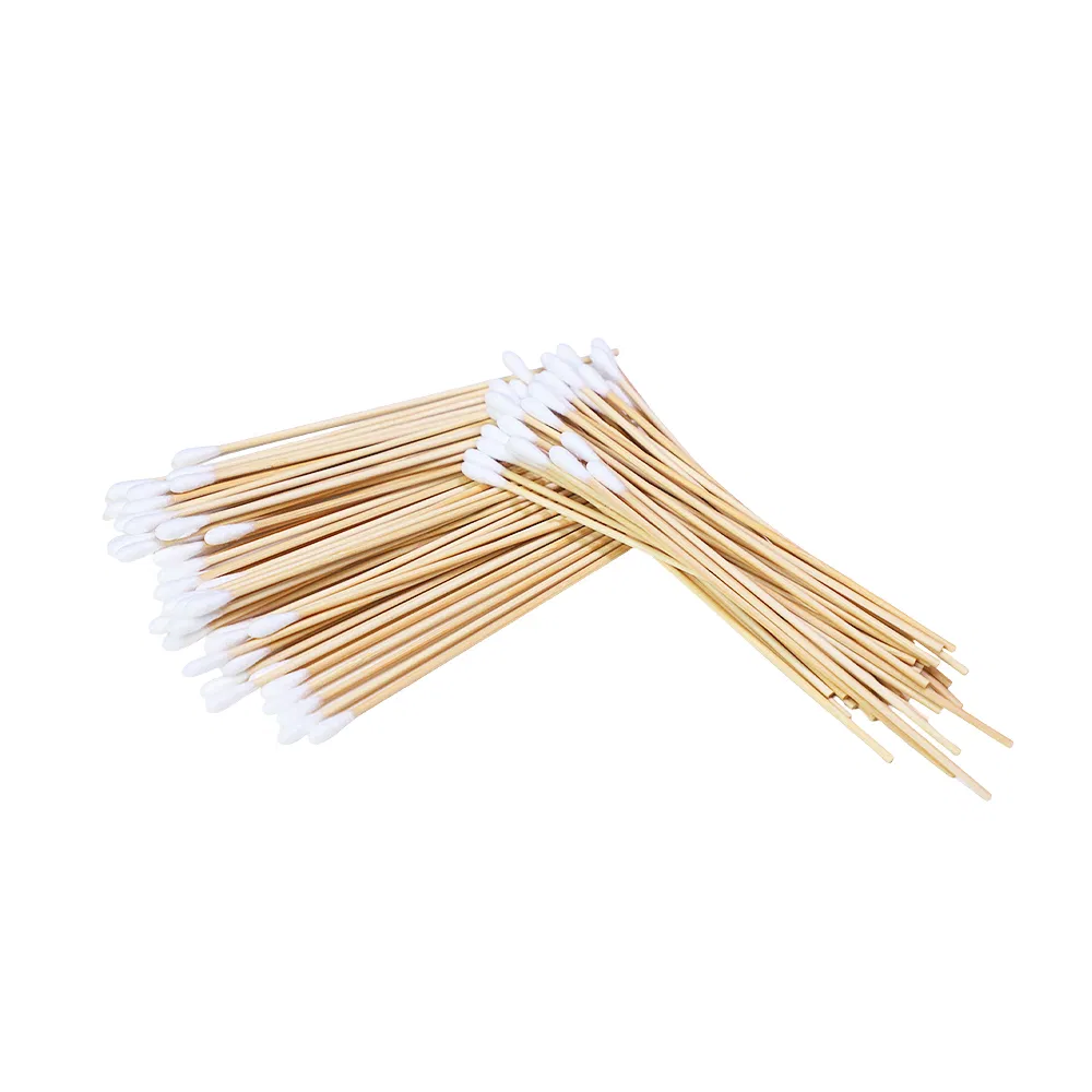 Wooden Cotton Bud Factory Wholesale Eco- Friendly Ear Cleaning Cotton Buds Bamboo Stick Swab