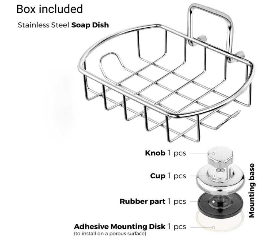Soap Basket Sponge Holder Suction Soap Dish with Hooks for Bathroom