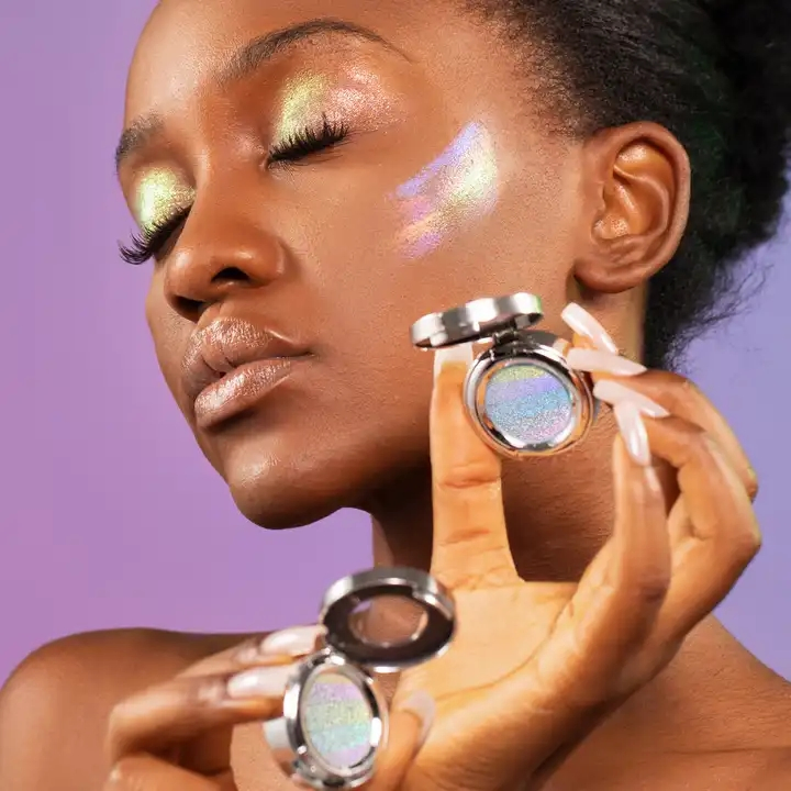Colorchanging Highlighter Rainbow Color Waterproof High Pigmented Blusher Eyeshadow Palette