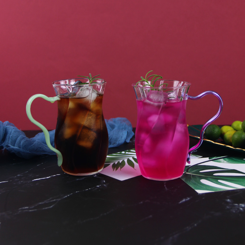 250ml Colorful Handle Glass Tea Cup Chinese Style Teacups