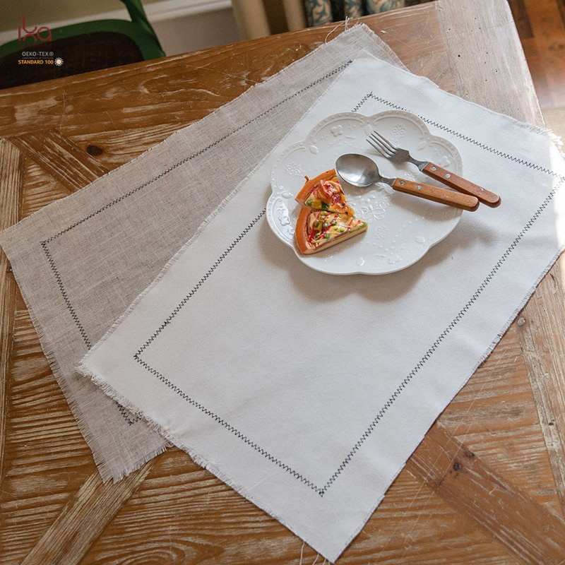 Washable Cotton Embroidered 100% Cloth Placemats Wedding Event Wholesale Reusable Handmade Dining Table Woven Placemat for Cakes