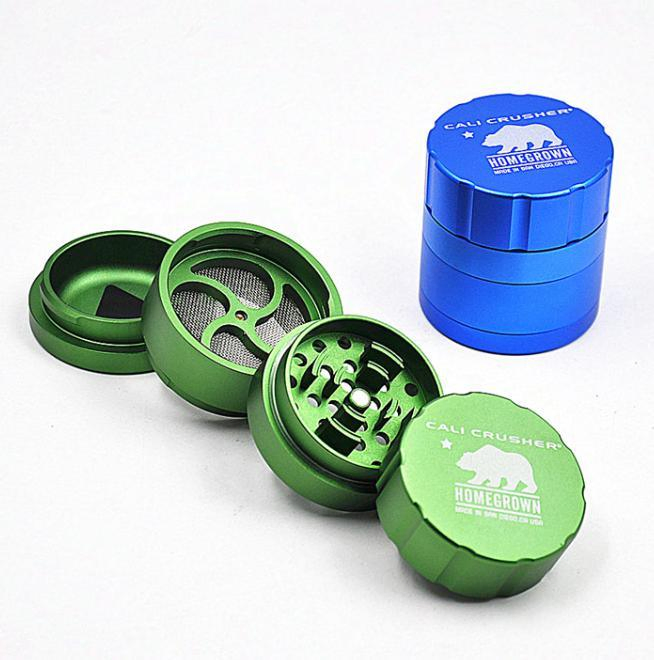 Hbking Zinc Tobacco Hookah Grinder 50mm 4 Parts Black and Silver Glass Water Pipe