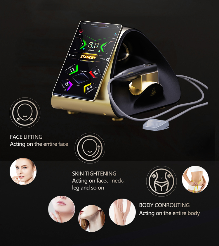 Professional 22D Hifu Machine Skin Tightening for Face Body Treatment Weight Loss Cellulite Removal 2 Handle 5 Cartridges Machine