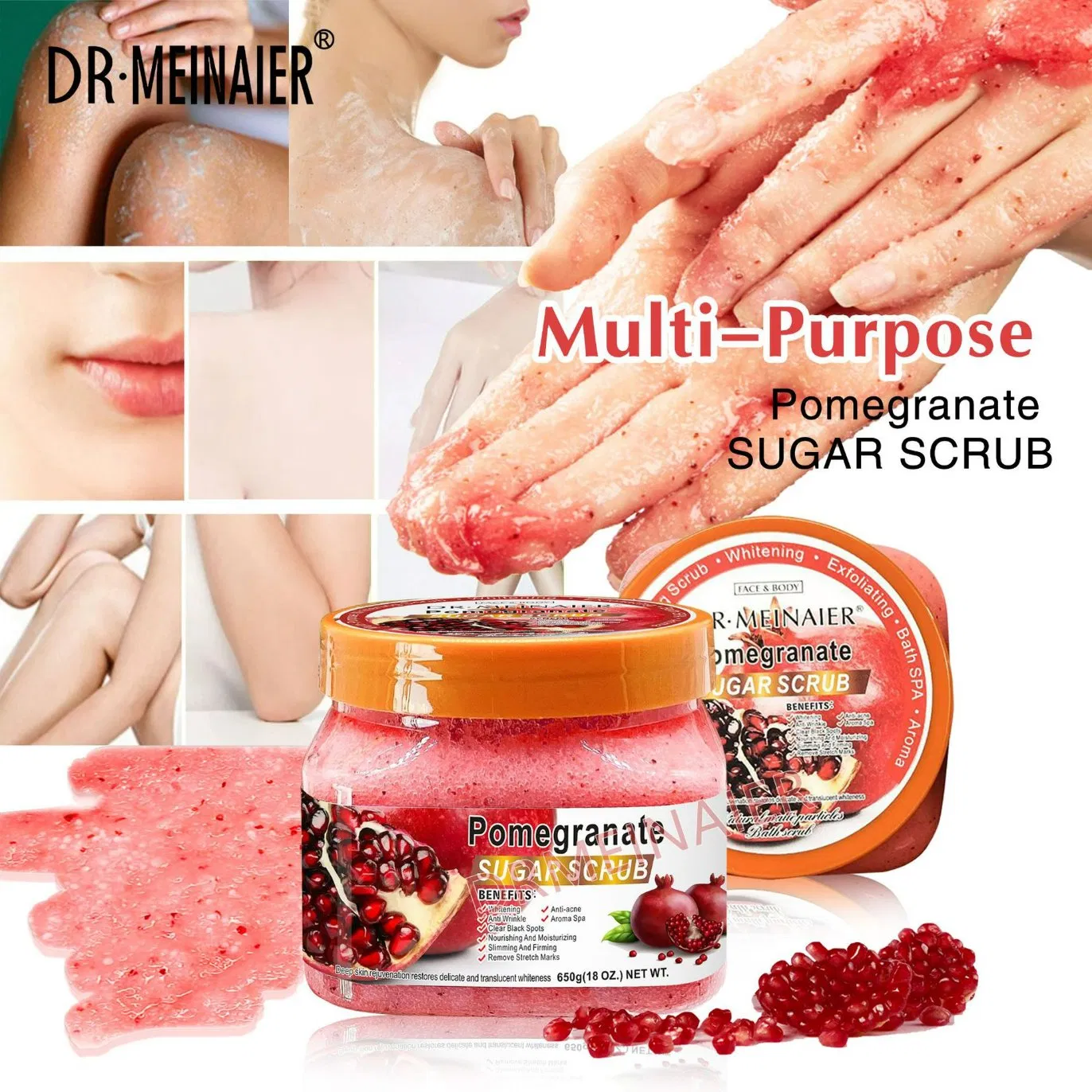 Natural Sugar Scrub Shea Butter Hydrating Exfoliating Bath Salt Face Body Whitening Scrub