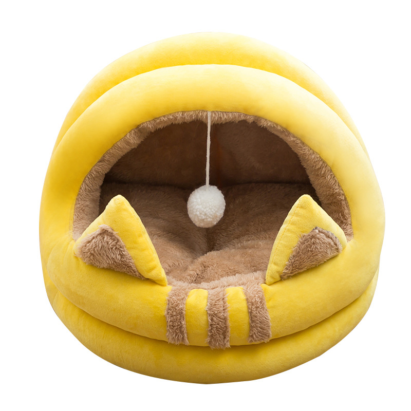 Cozy Half-Closed Cat House for Winter Comfort and Warmth