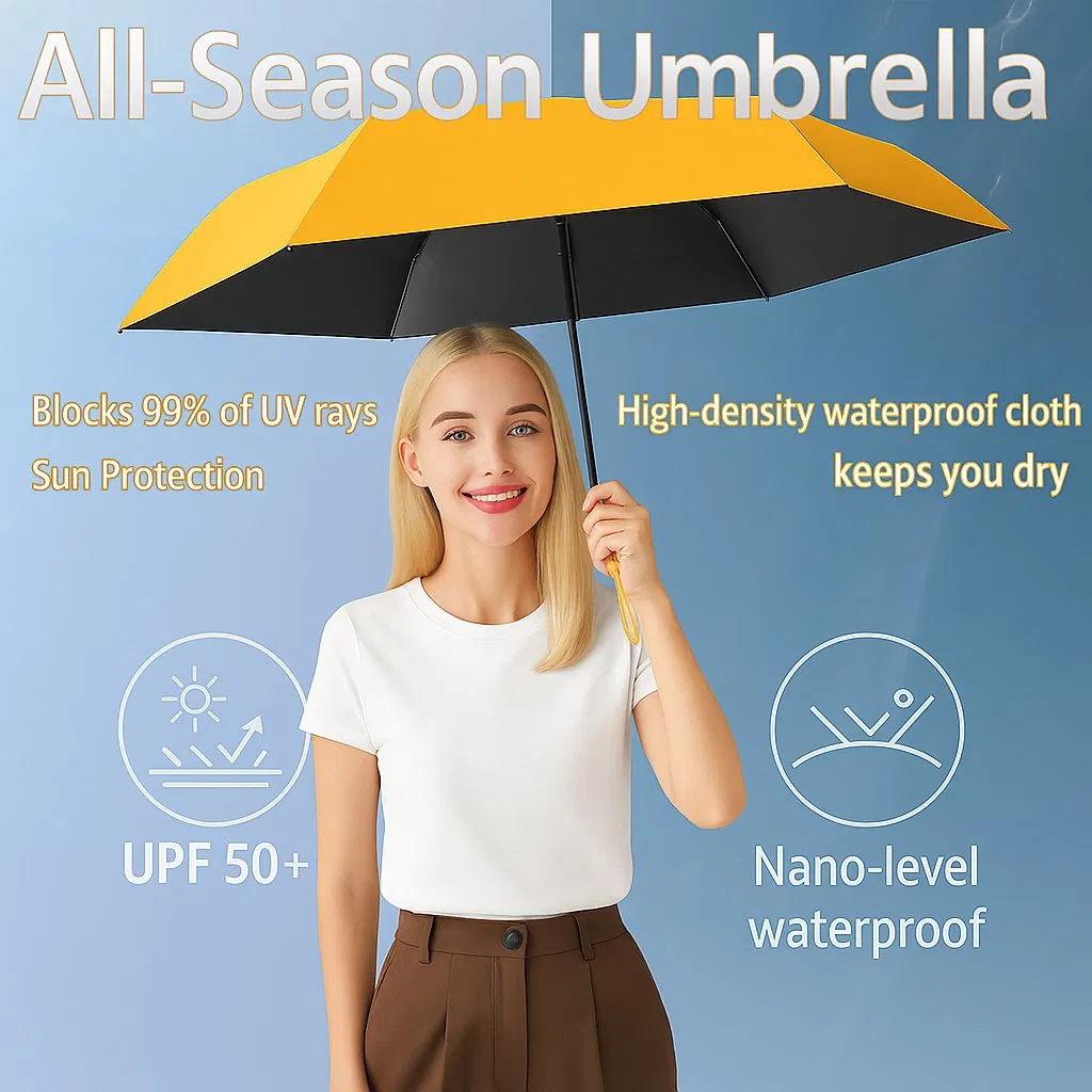 Mini Travel Folding Umbrella for Women Men Kids-Portable Compact Pocket Parasol, Lightweight Small, 6 Ribs, Anti UV Protection