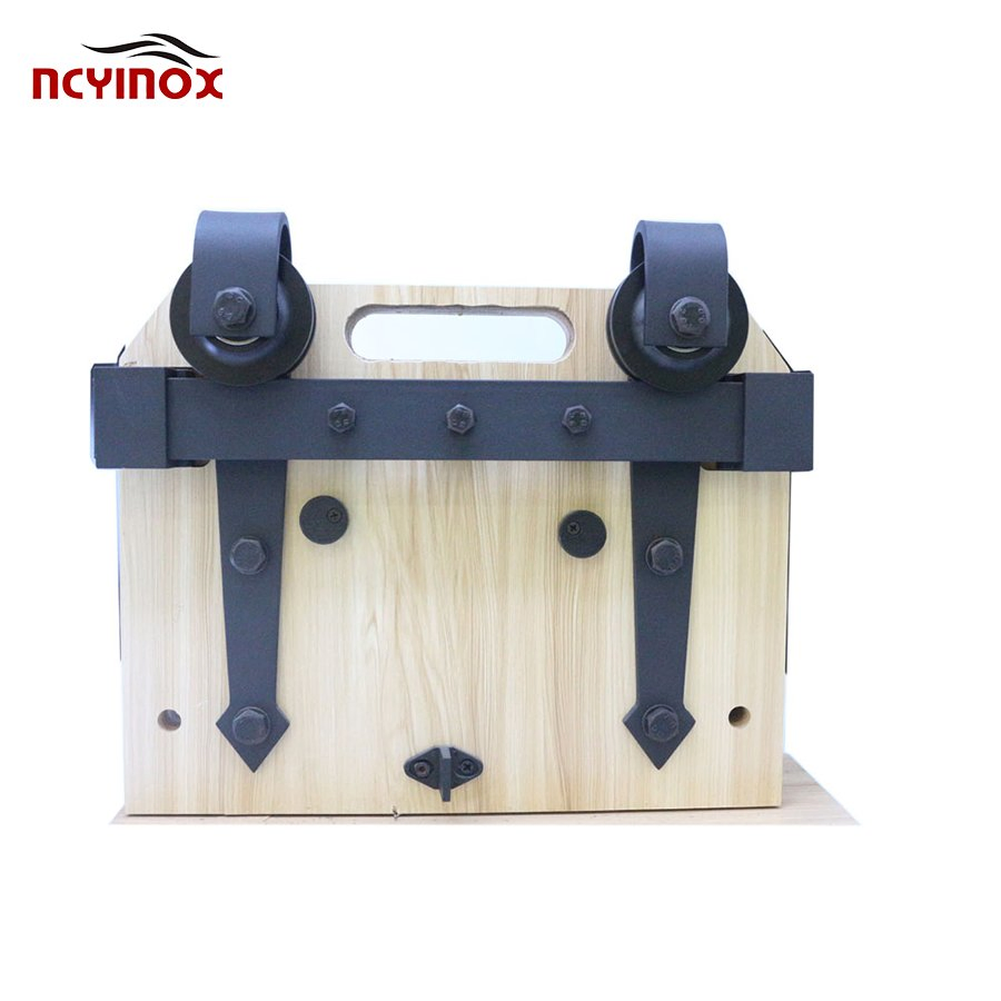 Black Color Steel Modern Wooden Sliding Barn Door Hardware System