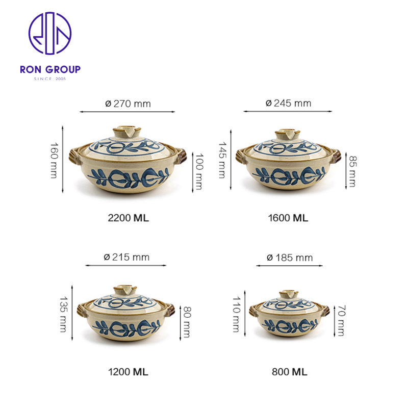 Japanese Style Restaurant Food Grade Clay Fire Cooking Pot Ceramic Casserole Terracotta Pot