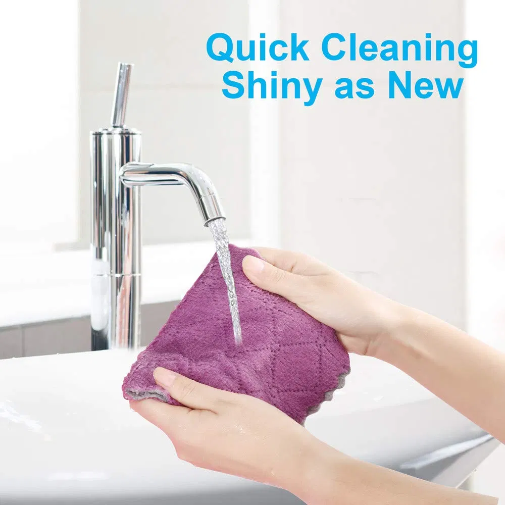 Fantasticlean Multi-Purpose Double-Sided Reusable Microfiber Cloths - Kitchen, Furniture, Car Cleaning Towels (Eco-Friendly, Quick-Dry)
