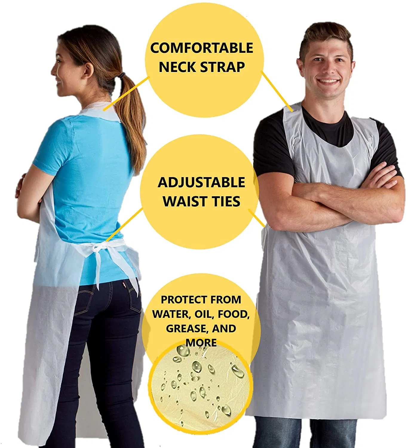 Waterproof Poly/HDPE/LDPE/Plastic Disposable PE Apron for Food Processing Industry Service/Hotel/Restaurant Cooking/Safety