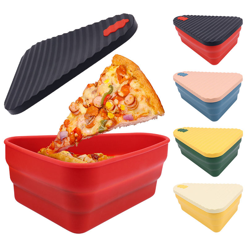 Multi-Functional Large Capacity Thick Silicon Portable & Foldable Reusable Food Grade Silicone Lunch Slice Fruits Storage Container Pizza Dough Proofing Box