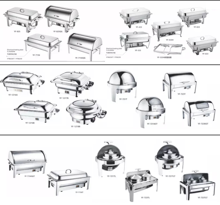 Commercial RM Restaurant Best Price Beautiful Large Modern Rectangle Round Square Prix Circle Sterling Silver Stainless Steel Chafing Dish for Home Use Near Me