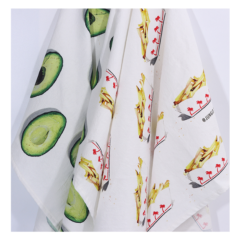 Colorful Digital Fabric Printing Tea Towels Kitchen 100% Cotton Linen Custom Floral Tea Towel Tea Cloth