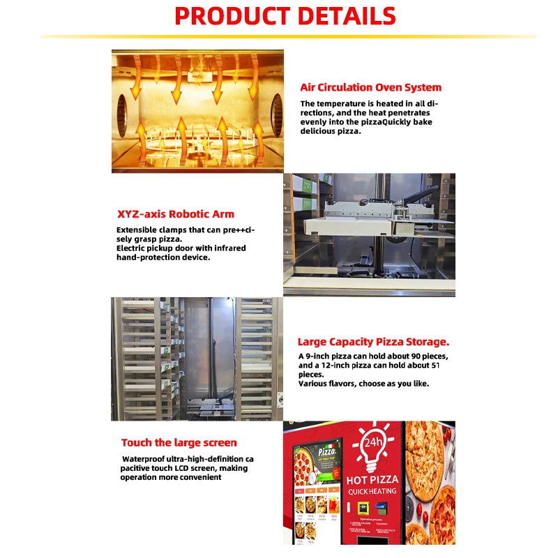 Outdoor Business Self-Service Robot Hot Pizza Making Machine Smart Fully Automatic Fast Food Pizza Vending Machine with Oven