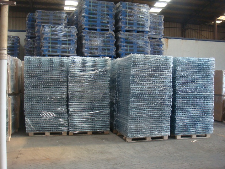 Ebilmetal Foldable Warehouse Logistic Lockable Stackable Wire Mesh Pallet Container