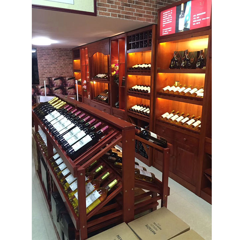 OEM Durable Wine Display Showcase Cabinet Rack Wine Shop Store Fixture