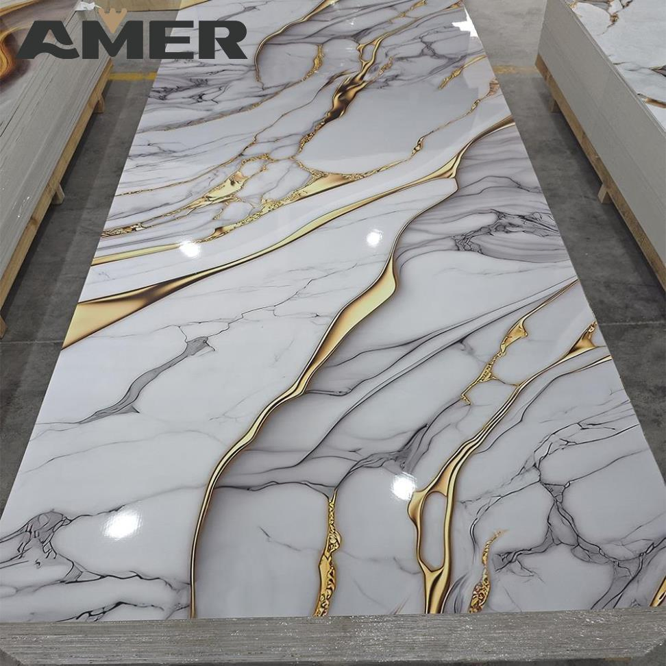 Interior Wall PVC UV Marble Sheet Hot Sale 3D Printing Wall Panel