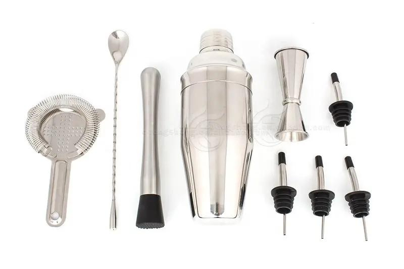 Cocktail Shaker Set with Bamboo Stand Bar Shaker Set Cocktail Kit Includes Martini Shaker Bar Accessories Muddler Tool Jigger