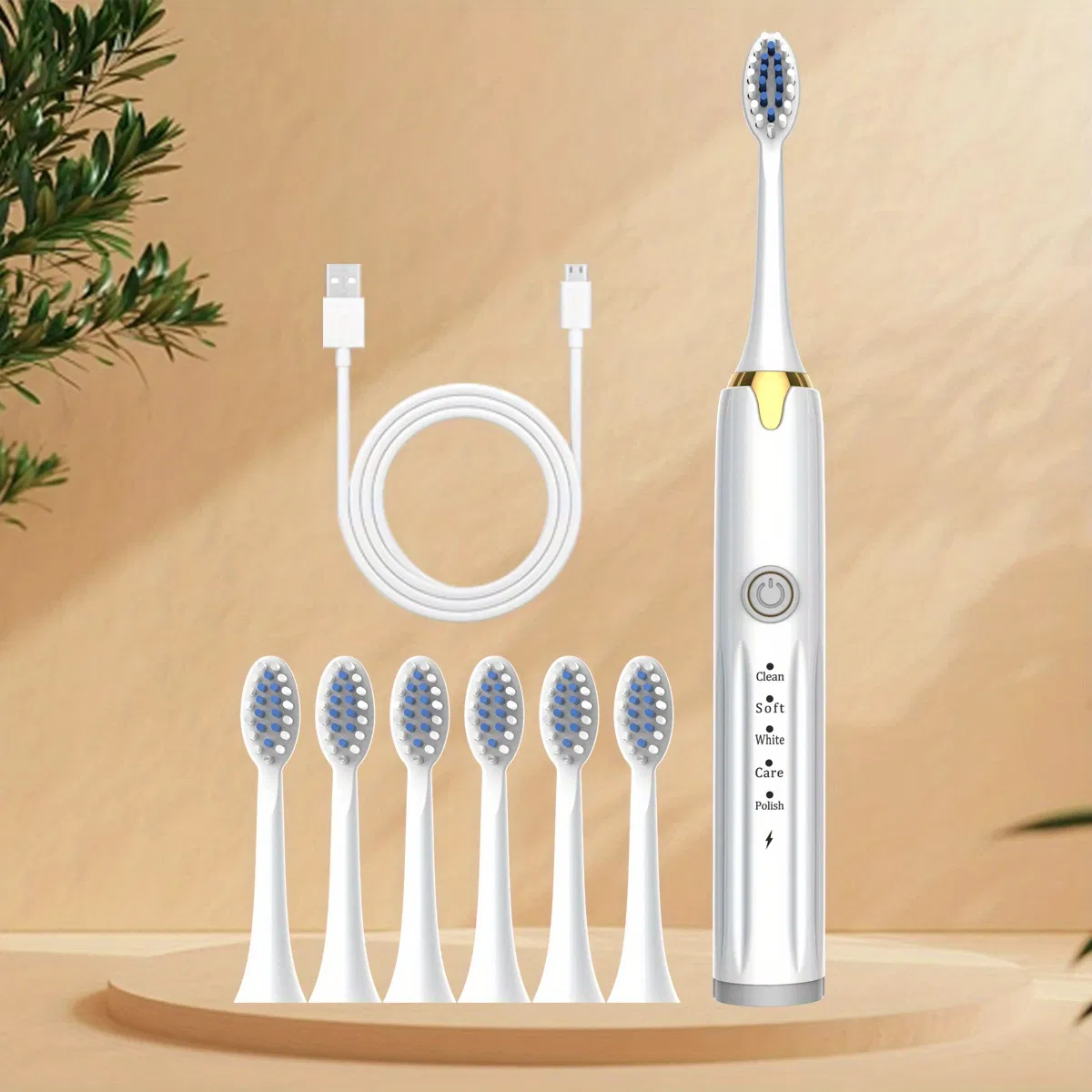 Upgrade to a 5-Speed Rechargeable Electric Toothbrush with 7 Brush Heads