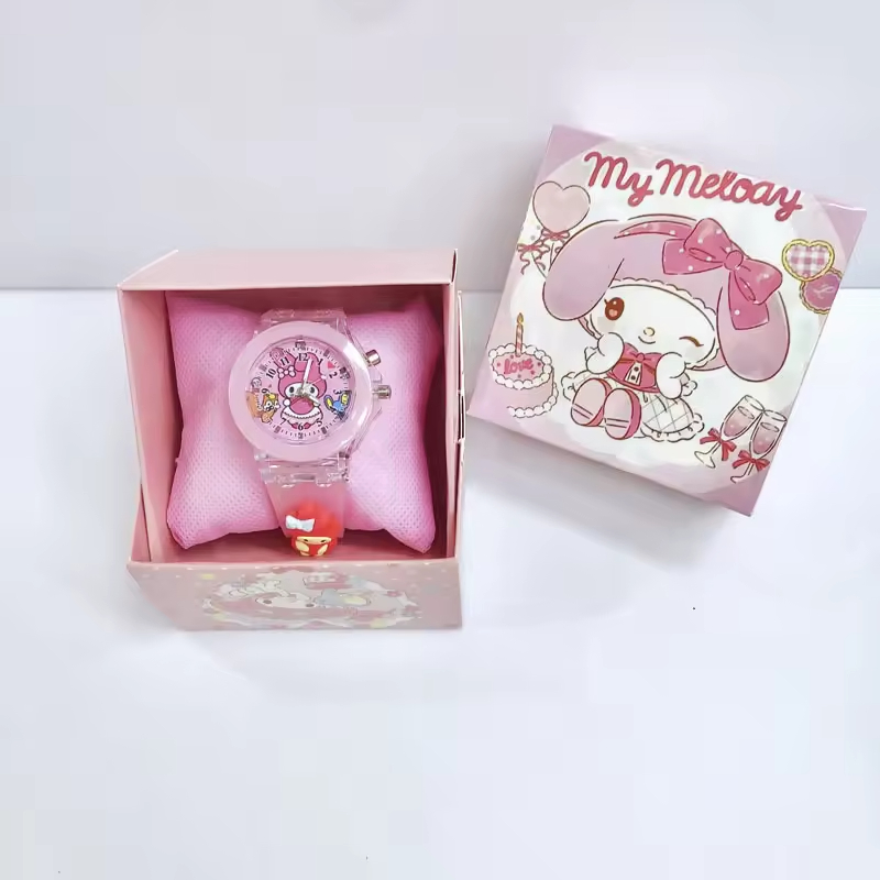 Kids Watch Children Cartoon Watch with Box Watch Birthday Gift Hello Kitty Kuromi Mymelody Kids Watch with Box Set for Girl Boys Gifts