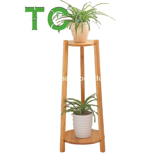 Wholesale Bamboo Plant Flower Stand Rack, Portable 2-Tier Corner Plant Shelf Rack Plants Display Shelf, Wooden Planter Pots Organizer Flower Pot Display