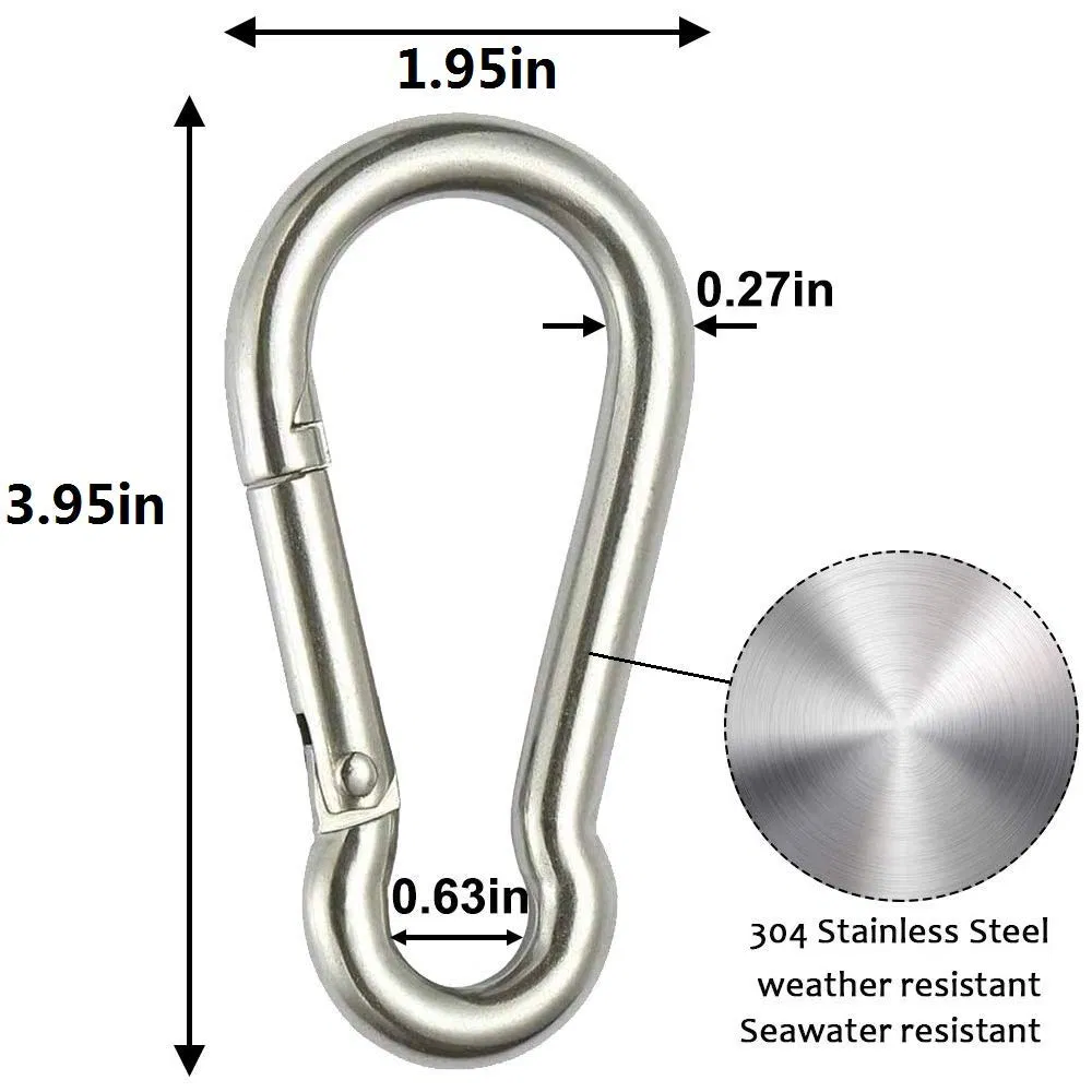 Stainless Steel DIN5299 304/316 Quick Link Swivel Clasp Spring Climbing Snap Carabiner Hooks Rotating Connector with Screw Lock for Hammock & Safety Bar