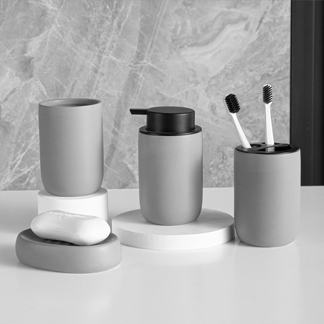 Compact Ceramic Cup Stackable Storage Bathroom Accessories 4PCS