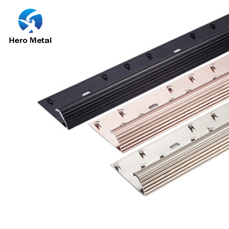 Factory Wholesale Carpet Profile Hero Metal Aluminum Wide Cover Strip China Low Price White Stone 2.3m Gold to Hard Wood Floor Threshold Transition Carpet Trim
