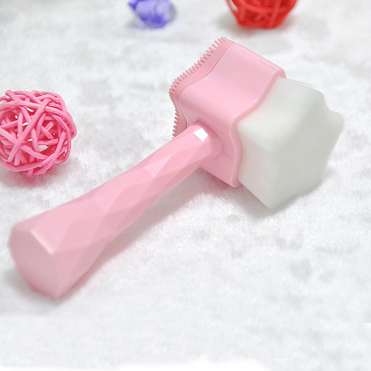 Pink Star Shape Double Face Facial Brush Silicone Massage Face Brush