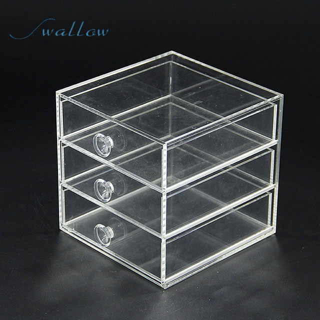 Acrylic Make up Organizer 3 Drawers Storage Box Clear Plastic Cosmetic Storage Box Organizers