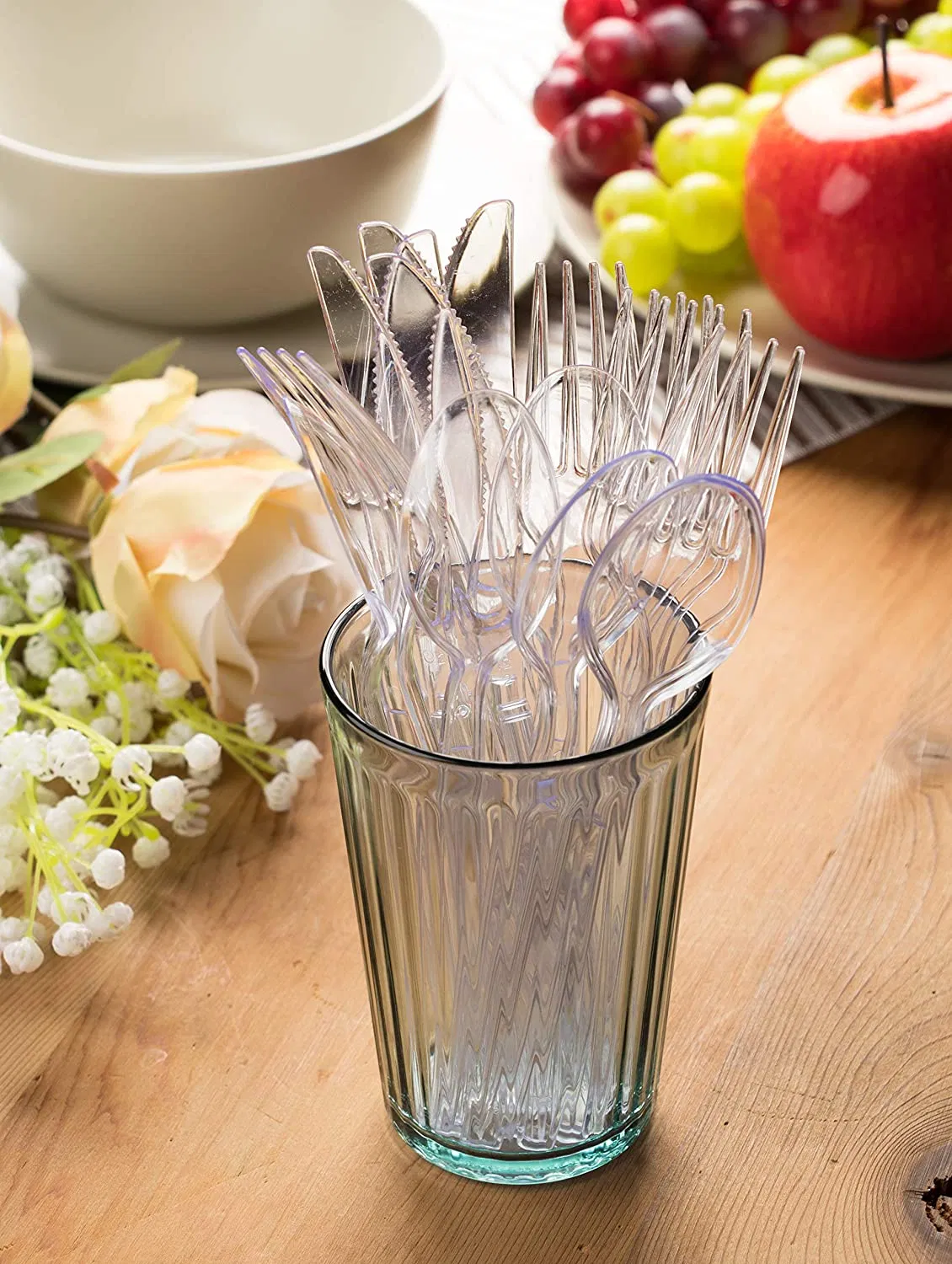 Disposable Heavy Duty Set Utensils Bulk Soup Plastic Forks Cups Spoons Tableware Cutlery