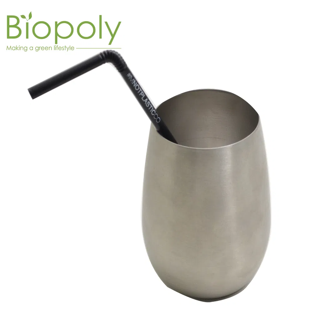 Eco Friendly Color Print Black Flexible Bend Biodegradable Drinking Straw PLA 8mm Plastic Straws