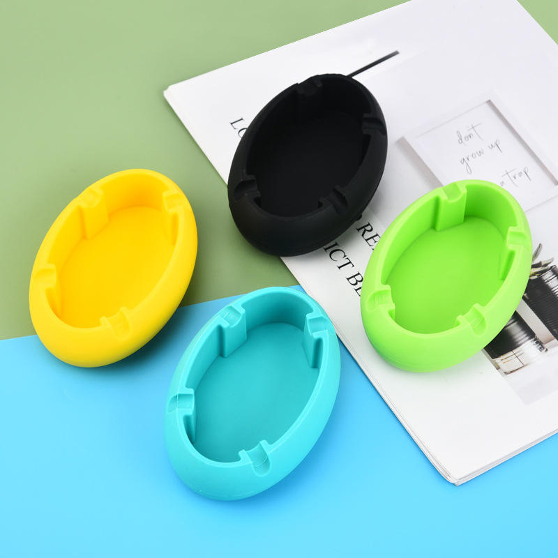 Manufacturer Household Living Room Creative Four-Color Oval Silicone Ashtray
