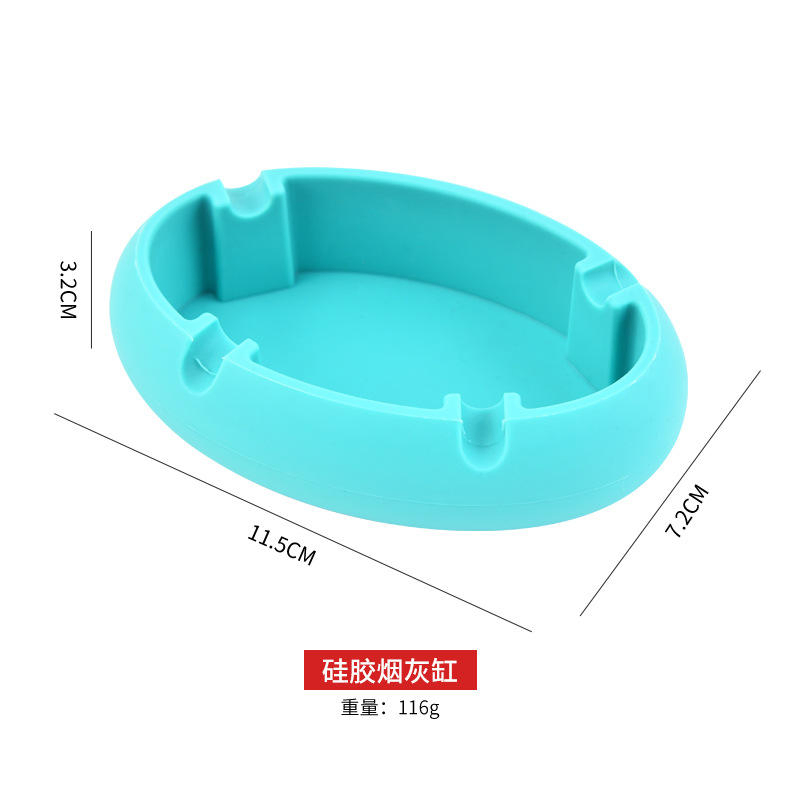 Manufacturer Household Living Room Creative Four-Color Oval Silicone Ashtray