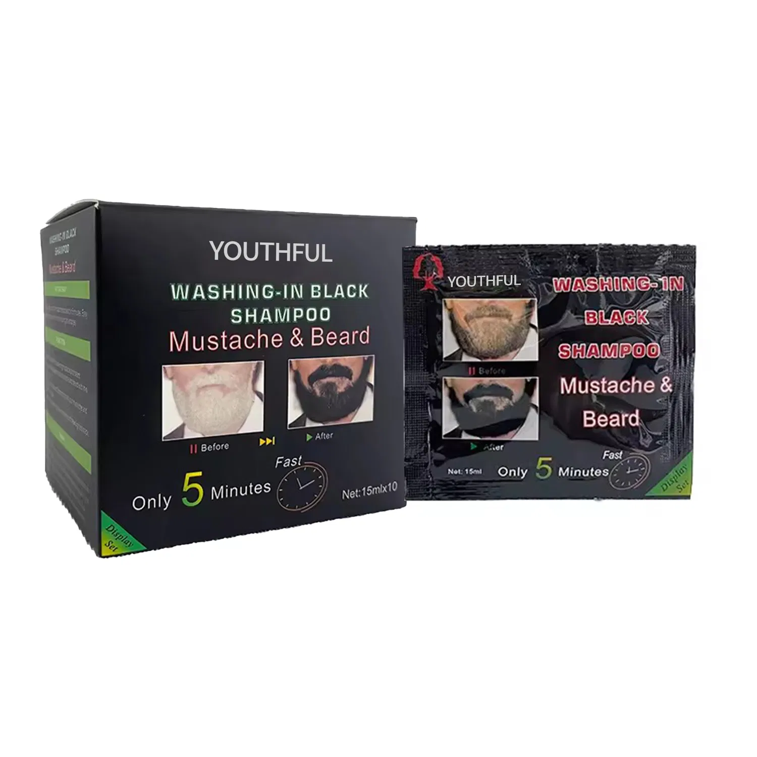 Professional Natural Herbal No Ppd Black Beard Dye Shampoo