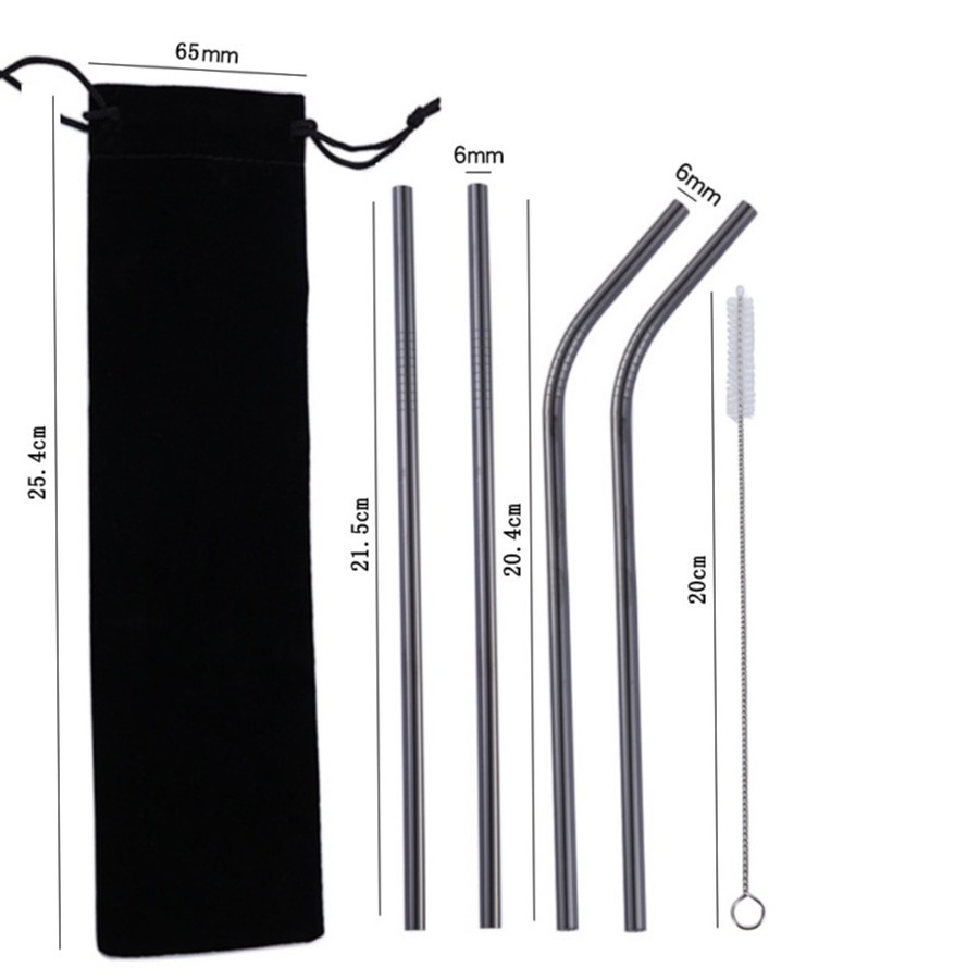 Popular Colorful Portable 304 Stainless Steel Straw Set