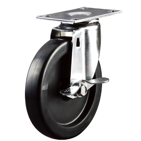 125mm Swivel Top Plate Black Nylon Castor Wheel with 100kg Load Capacity